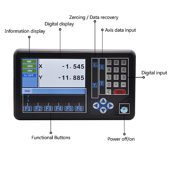 Dro Pcd Function LCD multi function 2 Axis DRO display unit – Shapiro Enterprises