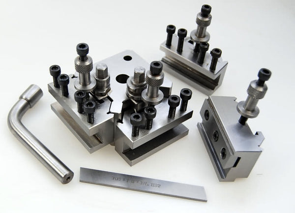 Quick change tool post set for 115mm to 127mm center height